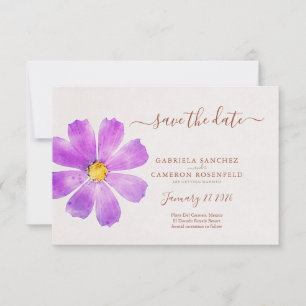 Aquarelle Florale Cosmos Mariage en terre cuite