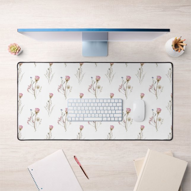 Aquarelle florale de fleur sauvage rose (Bureau 1)
