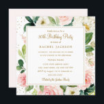 Aquarelle florale d'or bleu 30e Invitation d'anniv<br><div class="desc">Invitations d'anniversaire florales plus modernes dans le Little Bayleigh Store!</div>