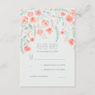 Aquarelle florale Élégante carte de mariage RSVP