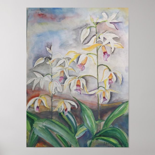 Aquarelle florale – Élégante décoration murale fle (Devant)