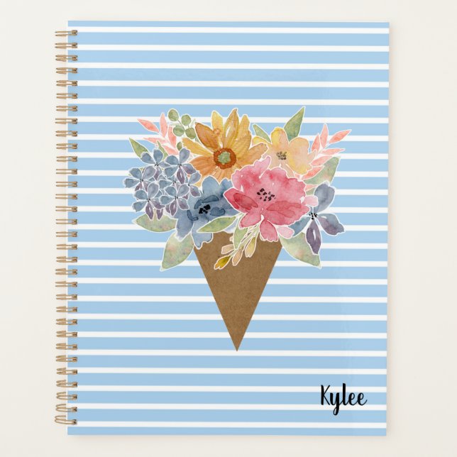 Aquarelle florale et en bande (Devant)