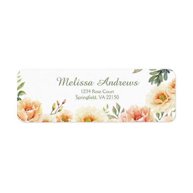 Aquarelle florale Étiquettes d'adresse de retour (Devant)