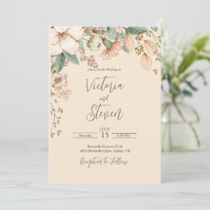 Aquarelle florale Faire-part de mariage de script 