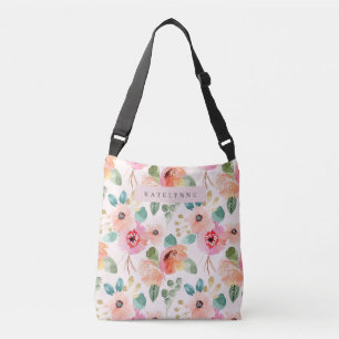Aquarelle Florale Fourre-tout Fleurs Sac Crossbody