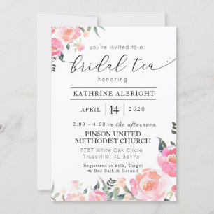 Aquarelle Florale Invitation thé nuptiale