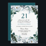 Aquarelle florale Jade Green 21e Invitation d'anni<br><div class="desc">Aquarelle Jade Green Floral 21e Anniversaire Invitation Collection correspondante à Niche et Nest store. élégant aquarelle peinte design botanique floral.</div>