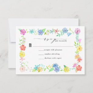 Aquarelle Florale mariage frontière RSVP