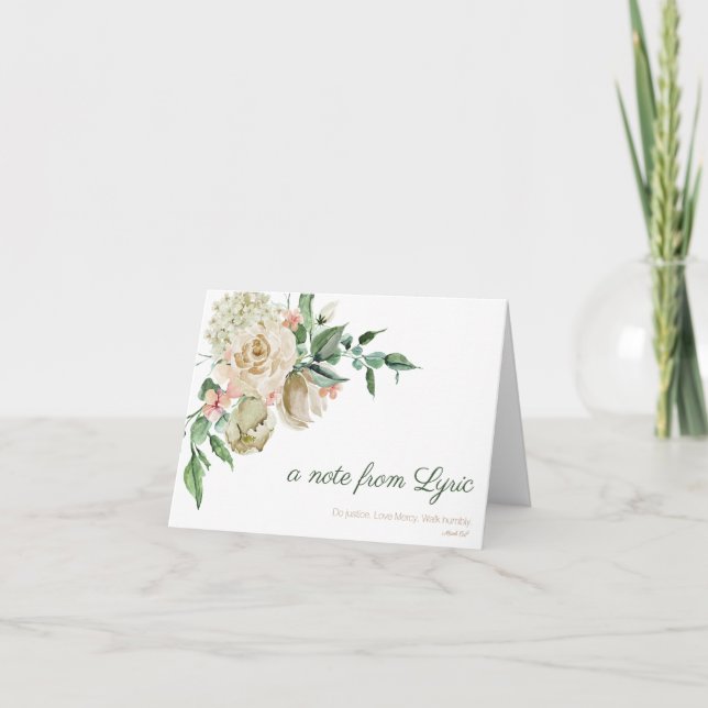 Aquarelle florale Micah 6:8 Carte de note personna (Devant)
