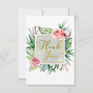 Aquarelle florale moderne Elégant Merci chic