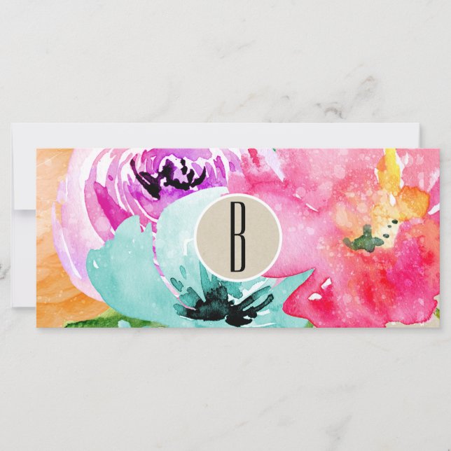 Aquarelle florale moderne Kraft certificat cadeau (Devant)