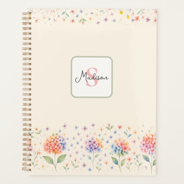 Aquarelle Florale Monogramme — Fleurs pastel (Devant)