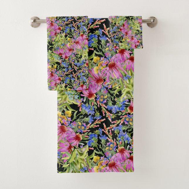 Aquarelle Florale motif jaune vert rose (En situation)