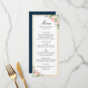 aquarelle florale or cadre mariage menu