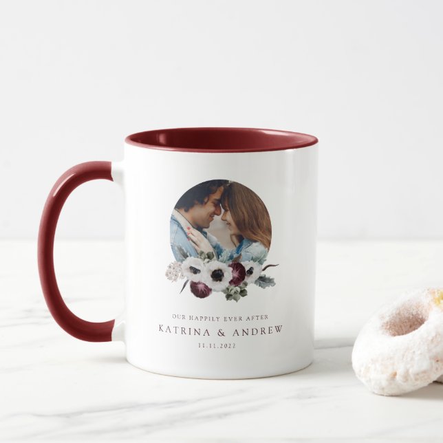 Aquarelle florale Photo Mug (Avec donut)