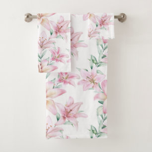 Aquarelle Florale Pink Lys Blanc