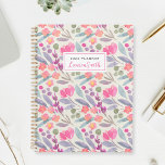 Aquarelle Florale pourpre<br><div class="desc">Carnet de planificateur personnalisé avec motif à fleurs pourpre aquarelle avec nom personnalisé.</div>