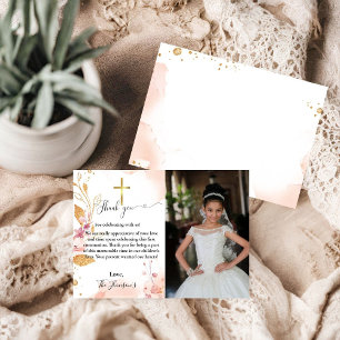 Aquarelle florale première communion carte de reme