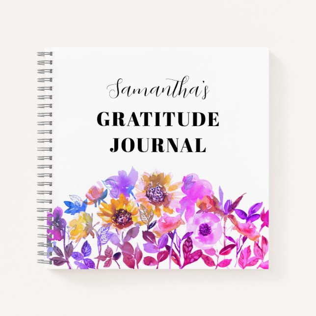 Aquarelle florale rose Gratitude Journal (Devant)