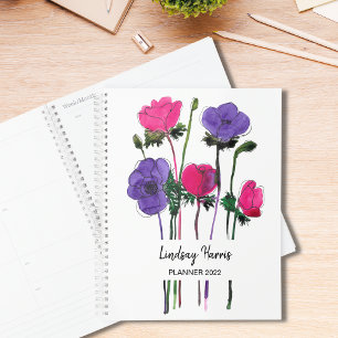 Aquarelle Florale rose pourpre
