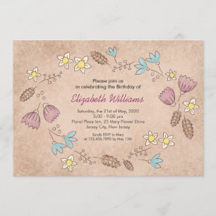Aquarelle florale rustique Invitation d'anniversai