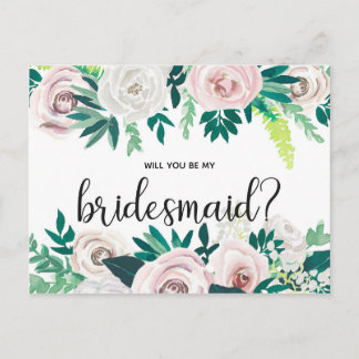 Aquarelle Florale Serez-Vous Ma Carte D'Épouse