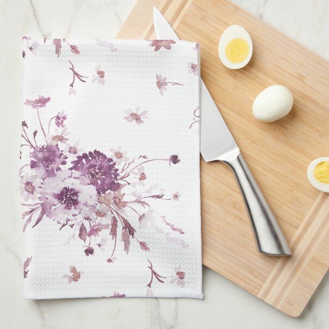 Aquarelle Florale Serviette de cuisine (Quart Plié)