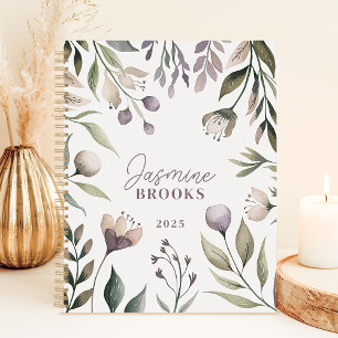 Aquarelle Florale Terreuse Nom Personnalisé 2025