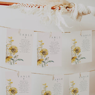 Aquarelle Florale Tournesol Mariage Cartes de tabl