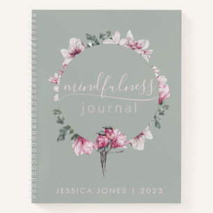 Aquarelle florale vert Sage Journal de pleine cons
