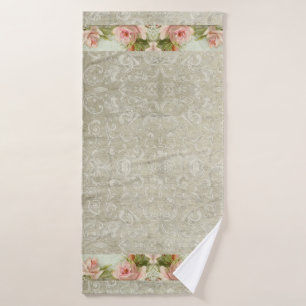 Aquarelle florale Vintage de couleur rose Damas