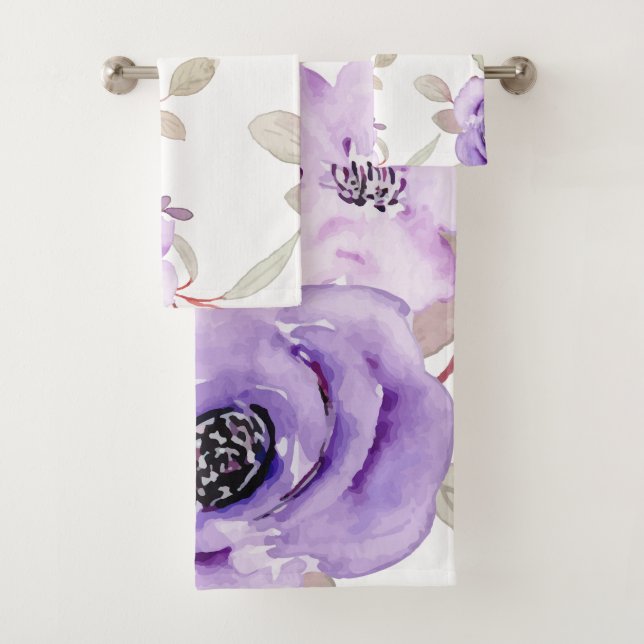 Aquarelle Florale violet Bassin Blanc (En situation)