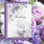 Aquarelle Florale violet Faire-part de mariage mod<br><div class="desc">Belle cascade de fleurs et de verdure d'aquarelle violet qui descend sur un script chic et une police moderne en coordination de couleur violet. Si vous voulez du romantisme, cette invitation est parfaite. Si chic et sophistiqué. L'arrière de cette invitation est faite en couleur lavande pour se fondre dans la...</div>
