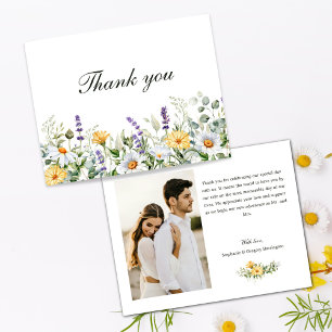 Aquarelle Floraux Mariage Carte de remerciements p