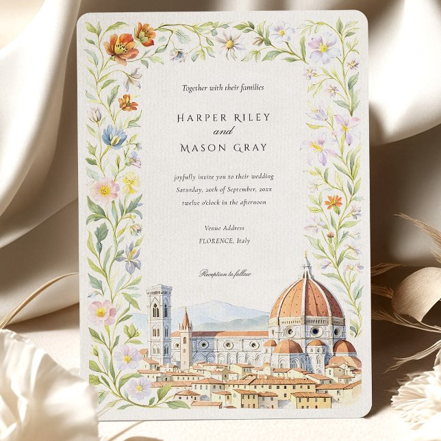 Aquarelle Florence Toscane Faire-part de mariage (Créateur téléchargé)