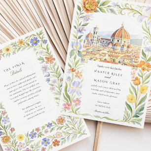 Aquarelle Florence Toscane Faire-part de mariage