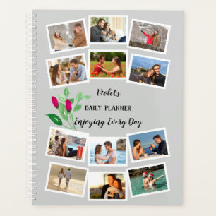 Aquarelle Flower Bud Grey Pink 12 Photo Collage