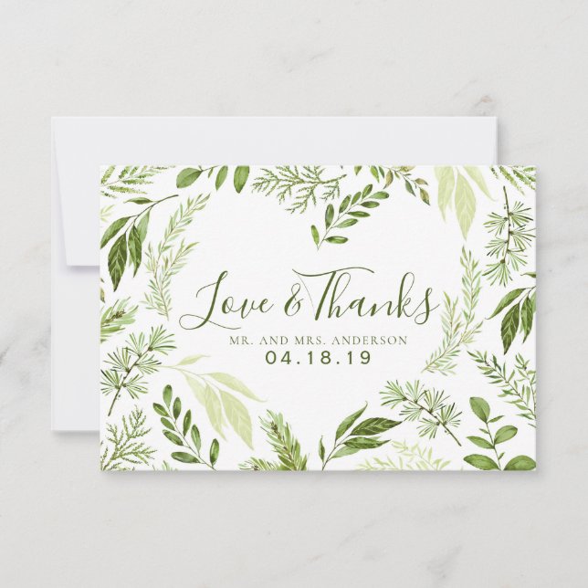 Aquarelle Foliage Amour et Merci Mariage (Devant)