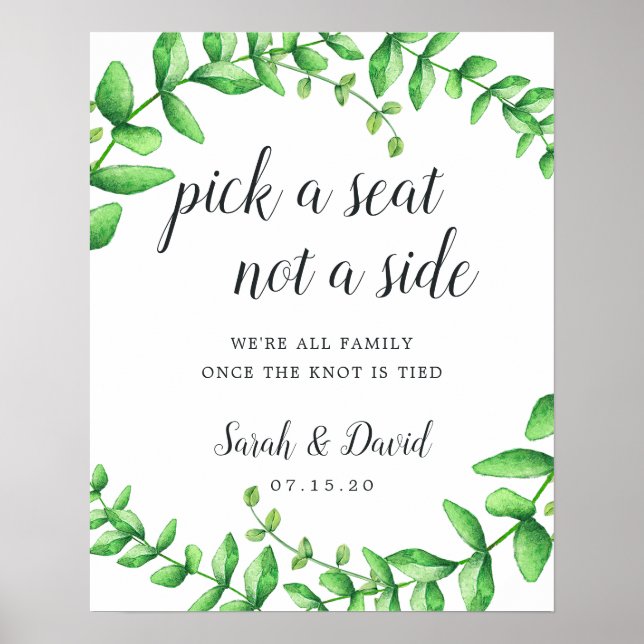Aquarelle Foliage Mariage cérémonie Poster de sièg (Devant)
