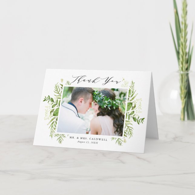 Aquarelle Foliage sauvage Photo Mariage Merci (Devant)