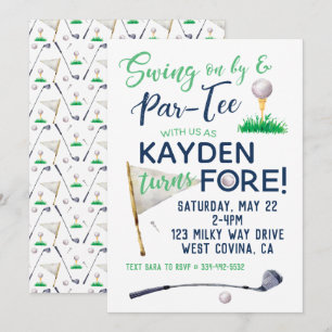 Aquarelle FORE Golf Invitation d'anniversaire
