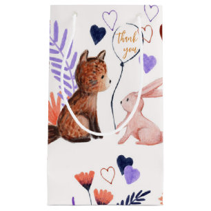 Aquarelle Forêt Animaux Merci Favoriser Sac Cadeau