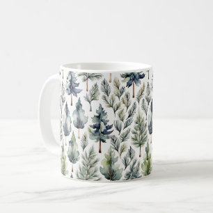 Aquarelle Forêt de sapin Motif Mug vert