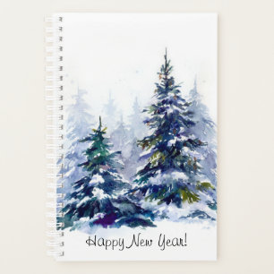 Aquarelle forêt d'hiver arbre de Noël moderne ma