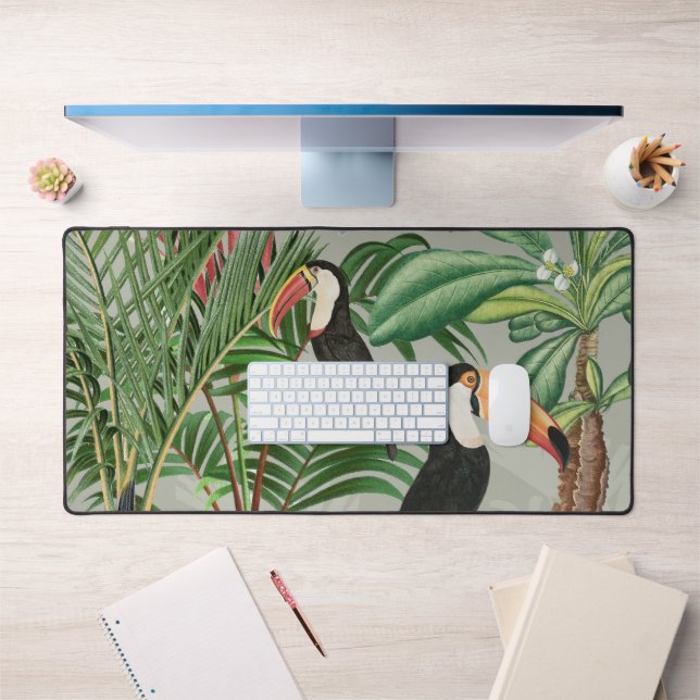 Aquarelle Forêt tropicale et Oiseaux du Toucan (Bureau 1)