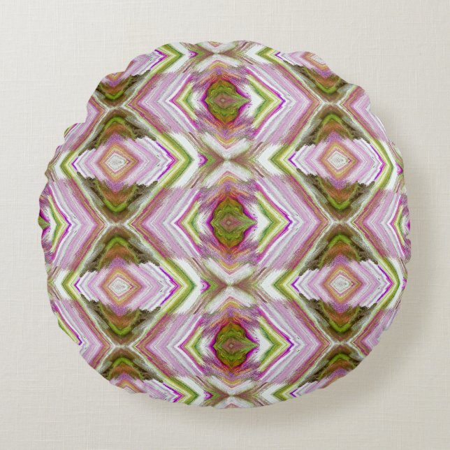 Aquarelle forme diamant imprimer coussin rond (Devant)