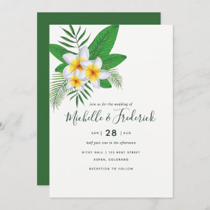 Aquarelle Frangipani Plage Mariage Invitation
