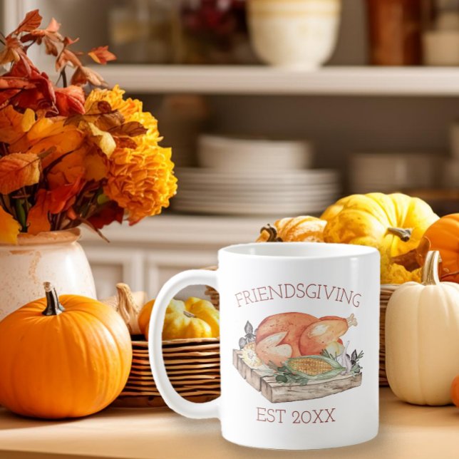 Aquarelle Friendsgiving Turkey Mug (Watercolor Turkey Mug)