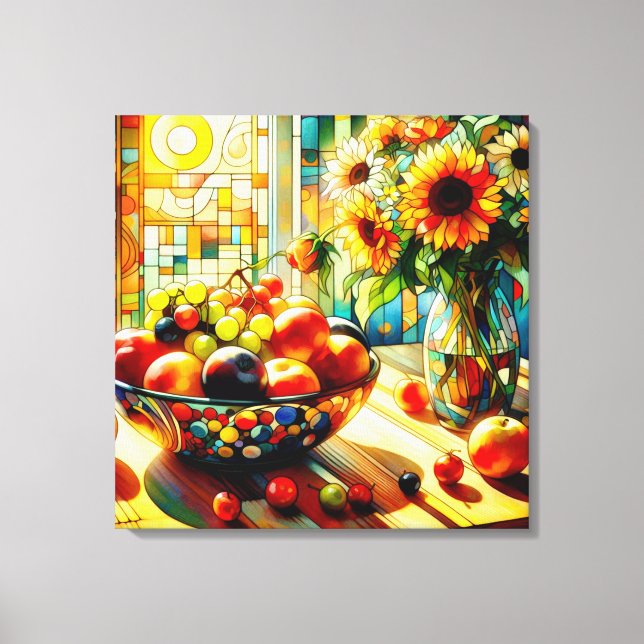 Aquarelle Fruits et Fleurs Toile Art (Recto)