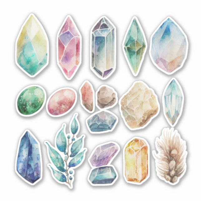 Aquarelle Gemstone Gems Vinyl Sticker (Devant)